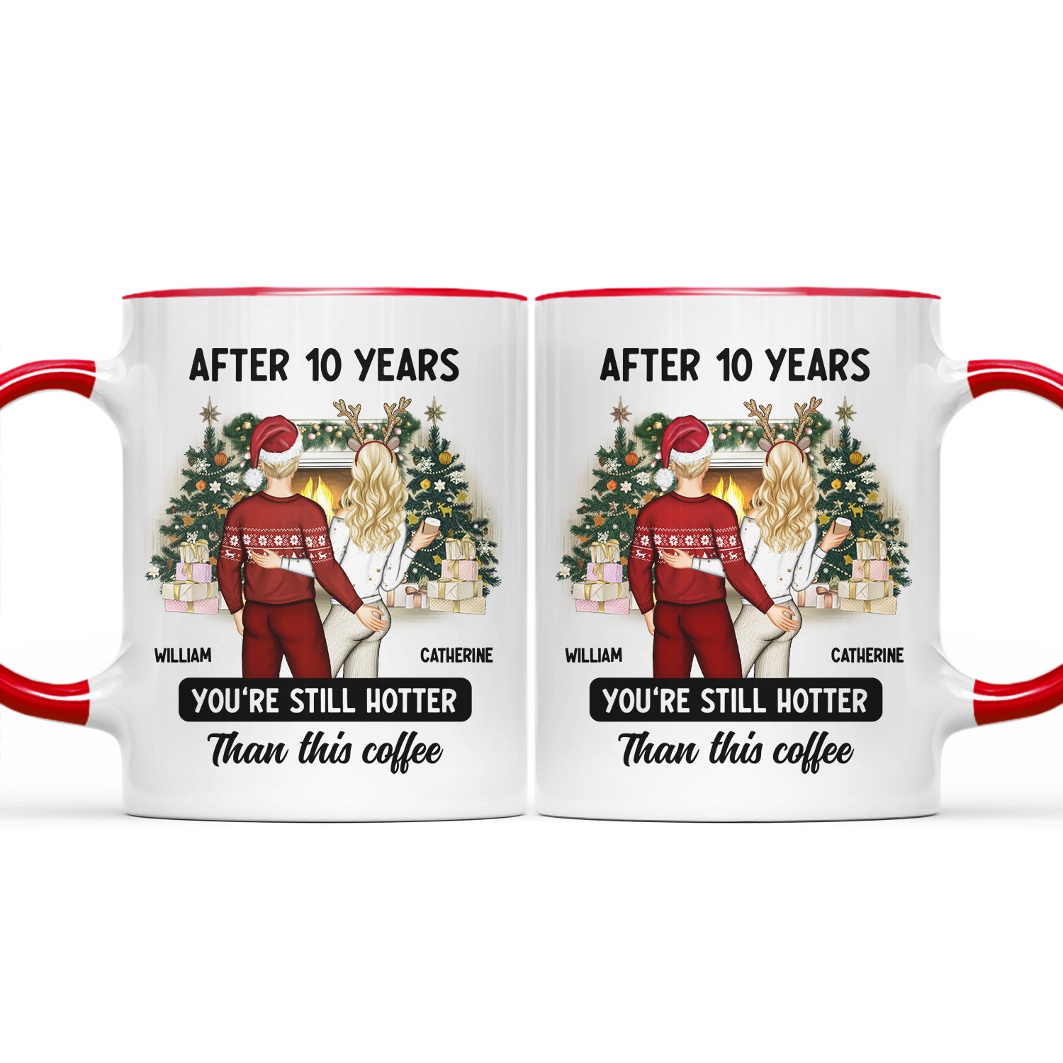 Christmas Couple After Years Hotter Than This Coffee - Gift For Couples - Personalized Accent Mug