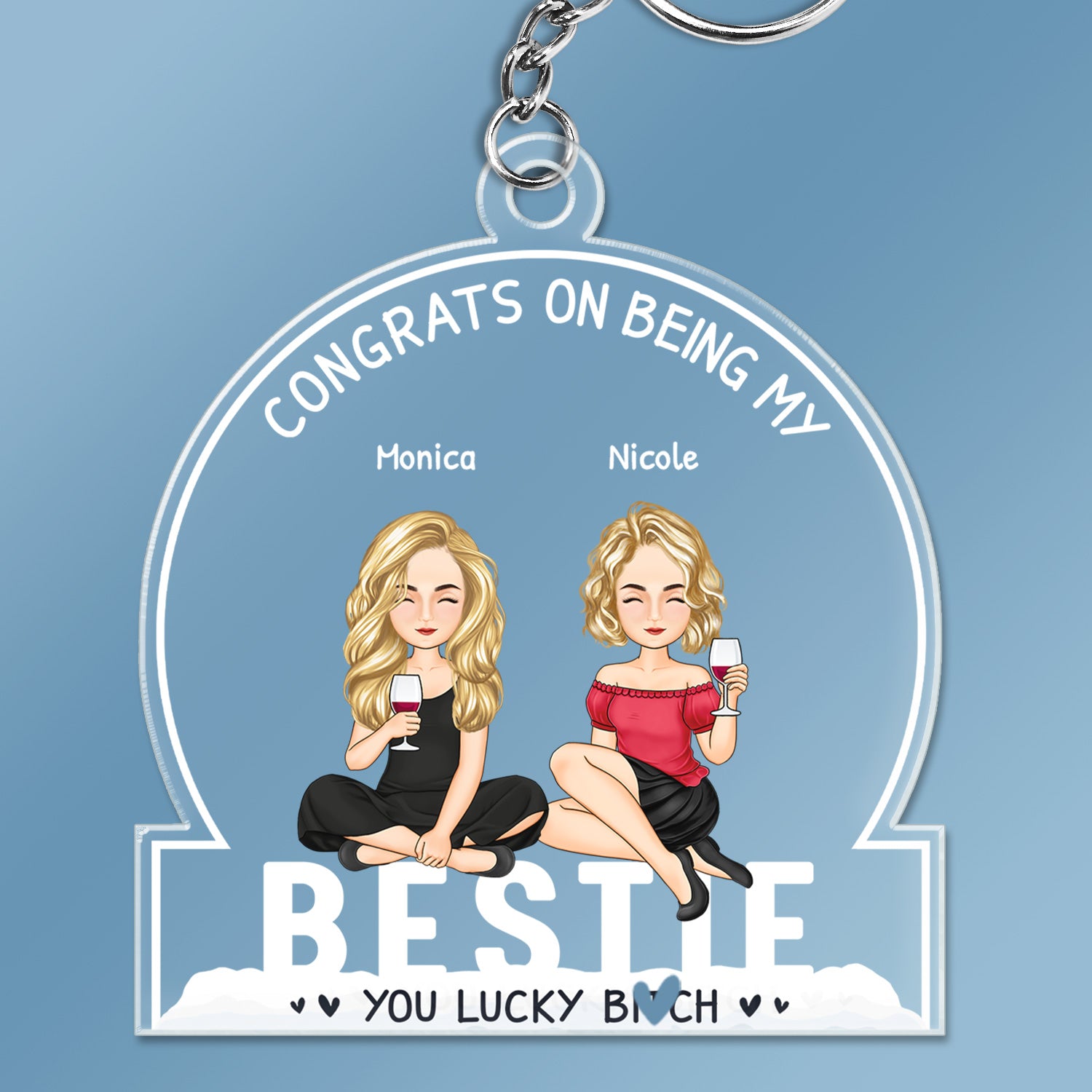 Cartoon Congrats On Being My Bestie - Gift For Bestie - Personalized Acrylic Keychain