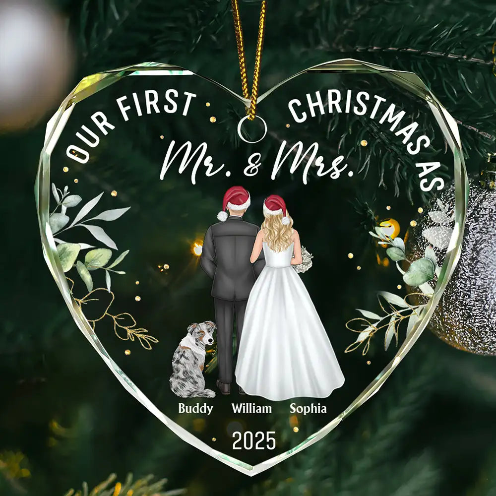 Our First Christmas As Mr Mrs Wedding Couple Pet Personalized