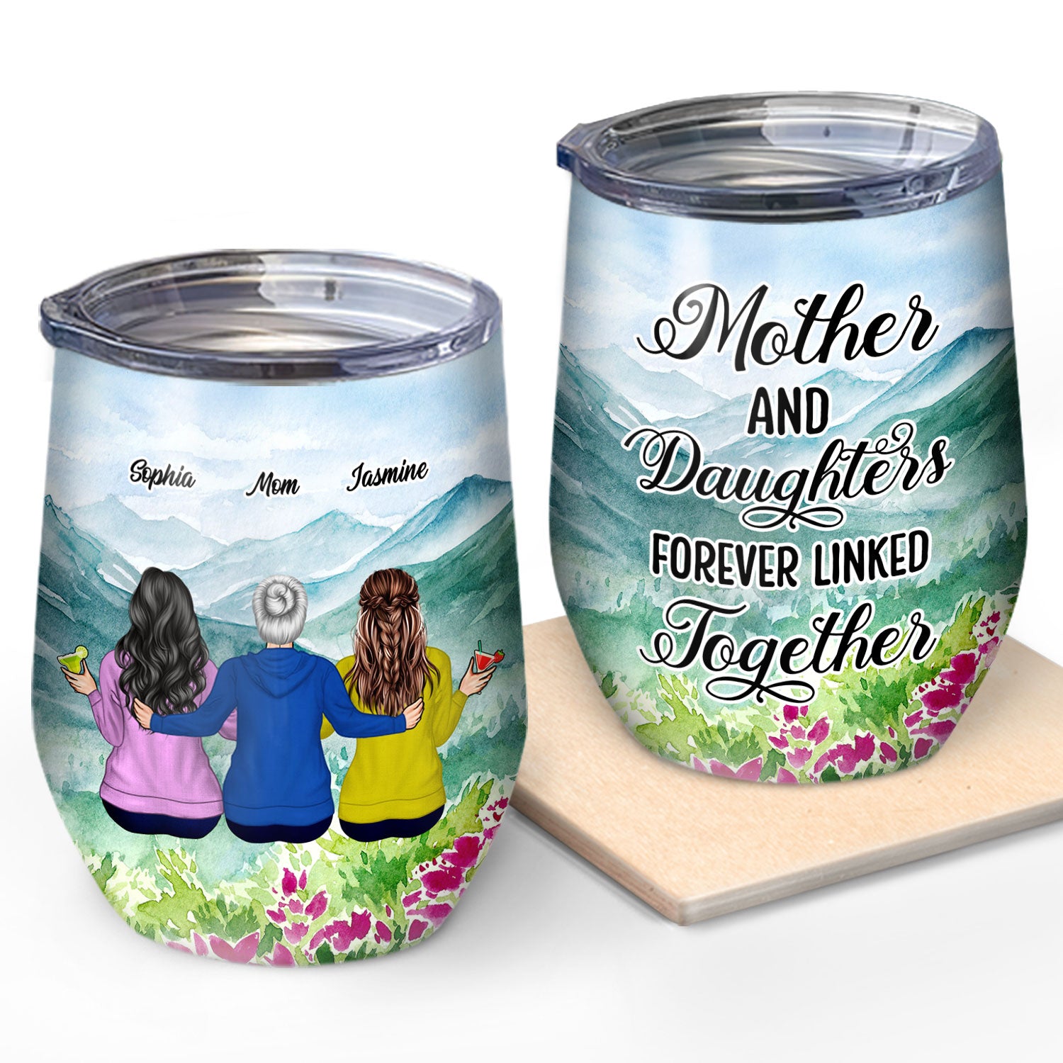 Mother Daughter Forever Linked Together - Gift For Mother, Mom Gift - Personalized Custom Wine Tumbler