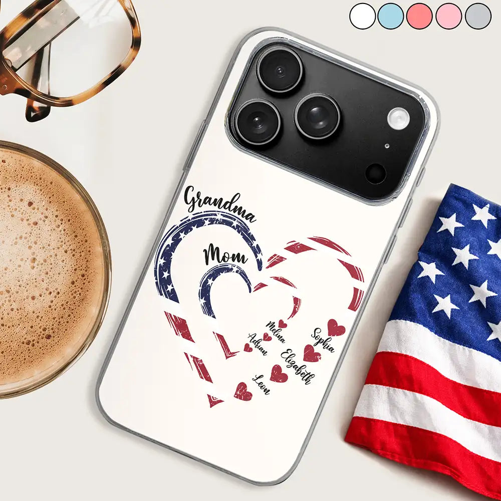 Mom's Grandma's Sweethearts Independence Day - Personalized Clear Phon   Wander Prints