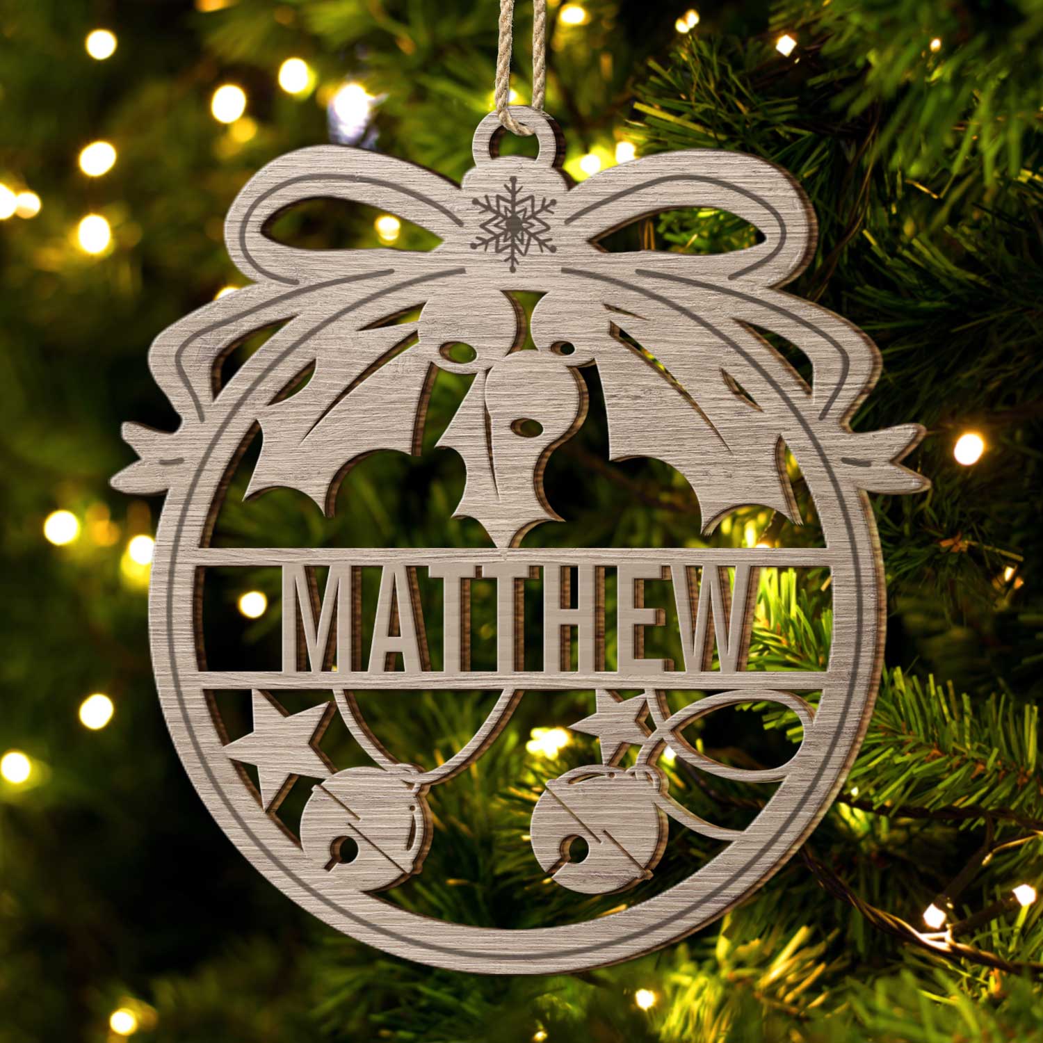 Custom Name Christmas Bauble - Gift For Family - Personalized Wooden C ...