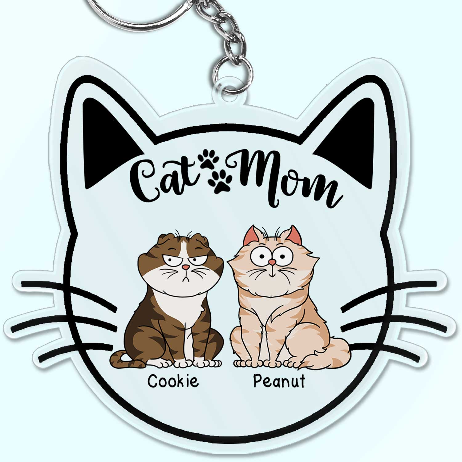 Cat Mom Cartoon - Gift For Cat Lovers - Personalized Acrylic Keychain