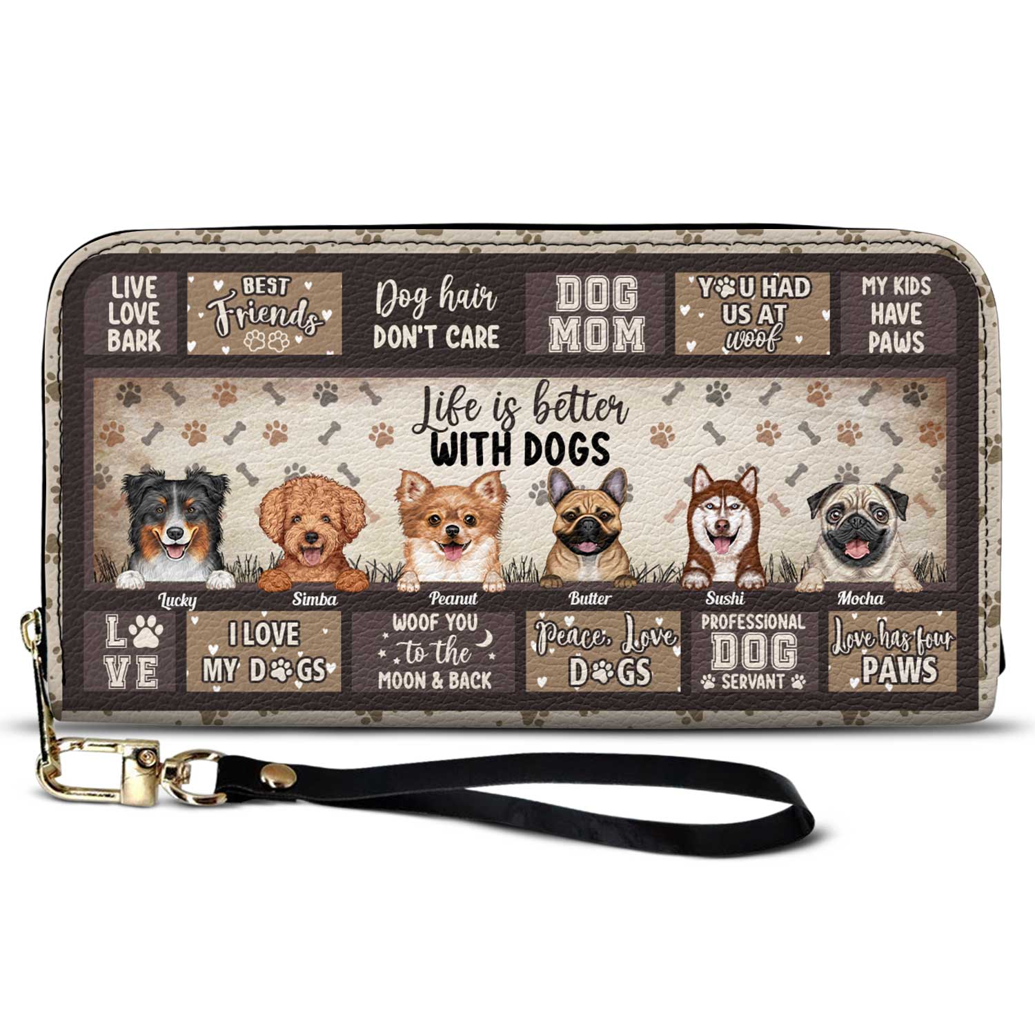 Life Is Better With Dogs - Gift For Dog Lovers, Dog Mom - Personalized Leather Long Wallet