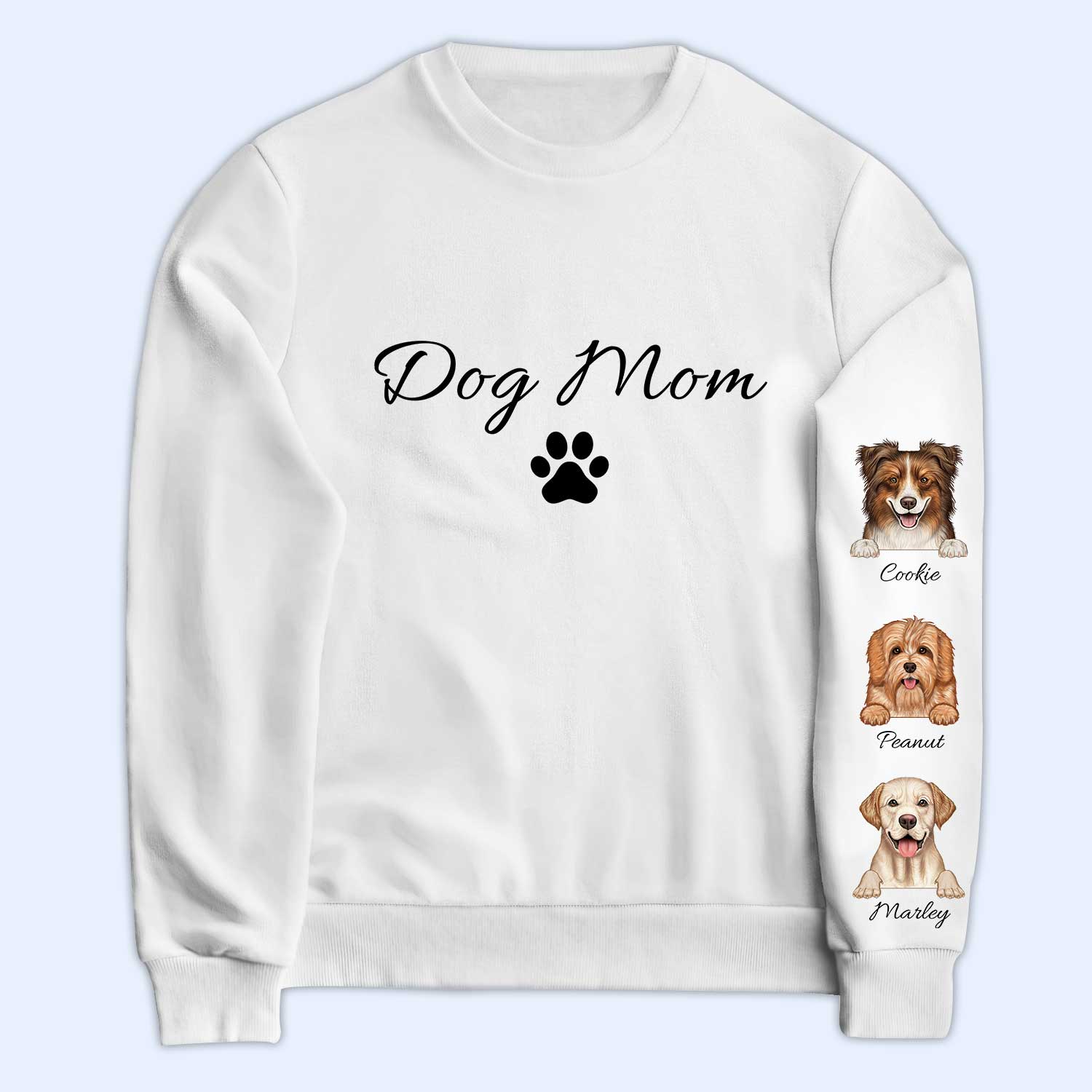 Dog Mom Dog Dad - Gift For Dog Lovers - Personalized Sweatshirt With Sleeve Imprint