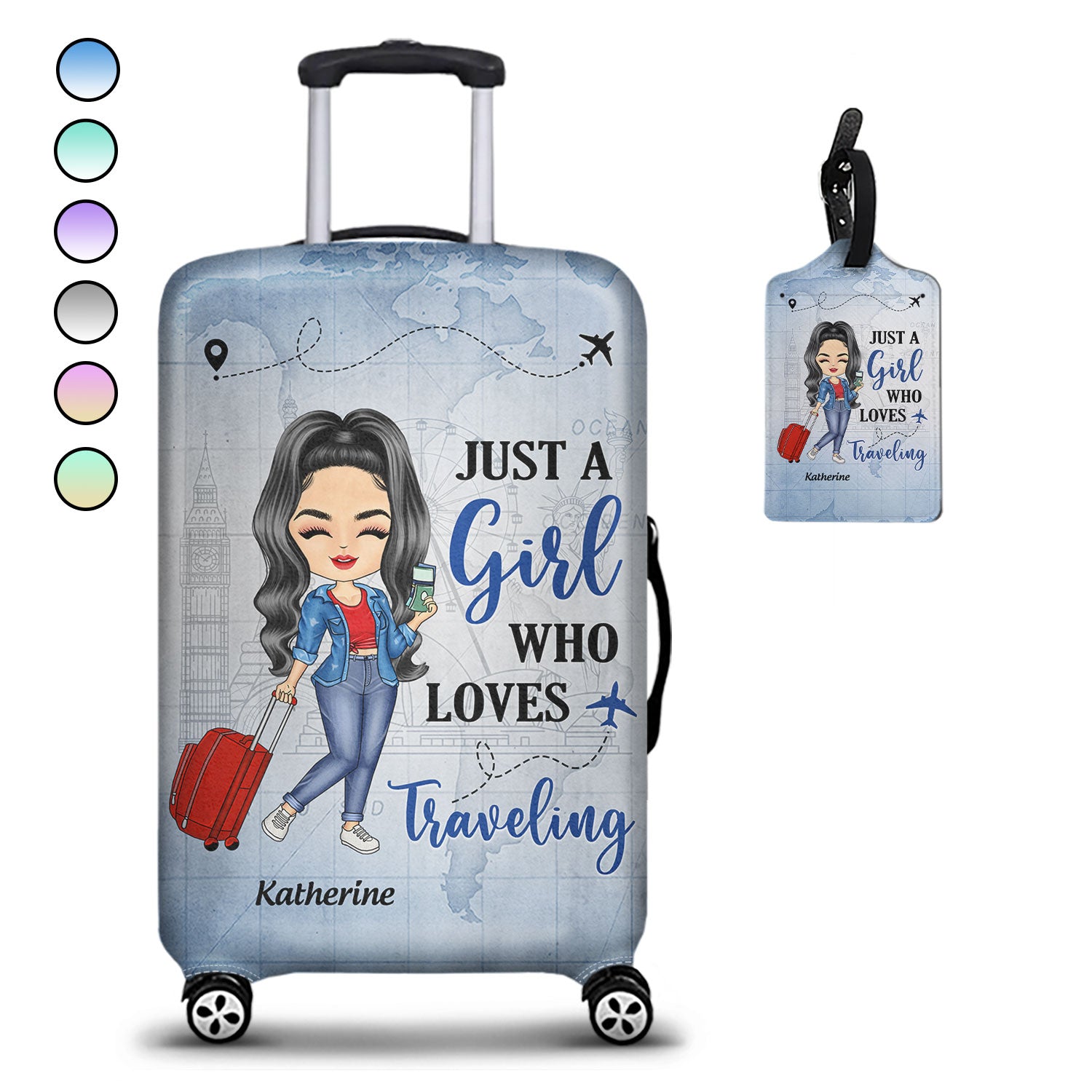 Just A Girl Boy Who Loves Traveling - Gift For Traveling Lovers - Personalized Combo Luggage Cover And Luggage Tag