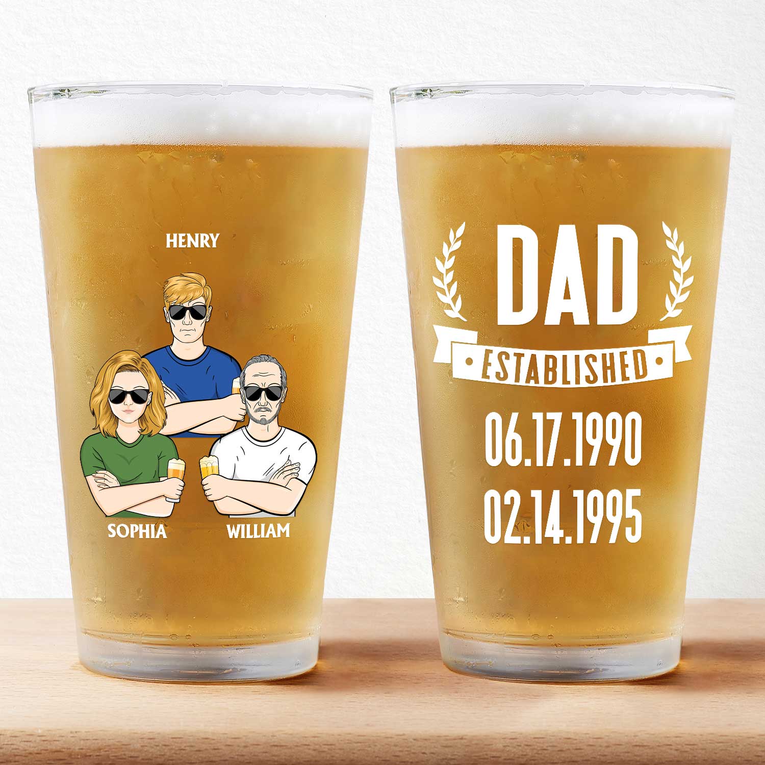 Dad Grandpa Established - Gift For Father, Grandfather, Husband - Personalized Pint Glass