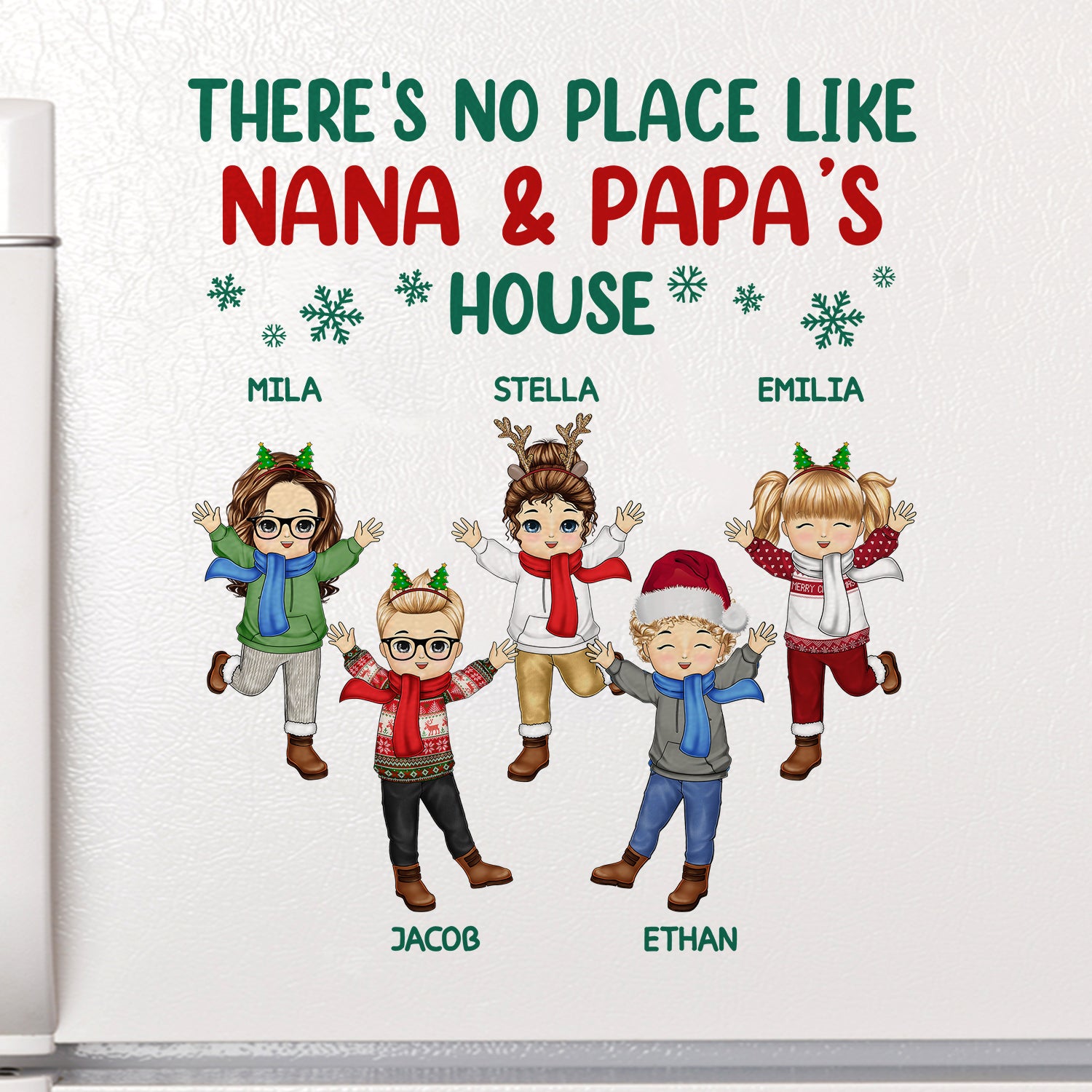 There Is No Place Like Nana & Papa's House - Christmas Gift For Grandparents, Parents - Personalized Decor Decal