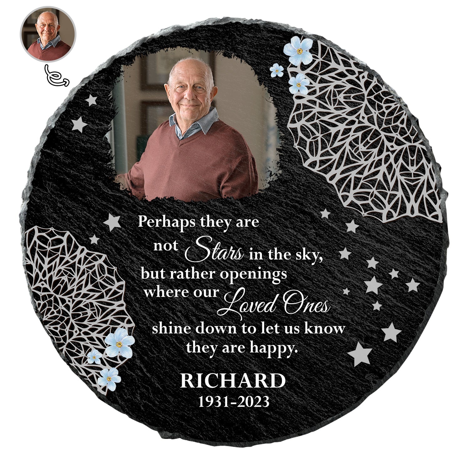 Custom Photo Stars In The Sky - Memorial Gift, Sympathy Gift - Personalized Circle Memorial Garden Stone