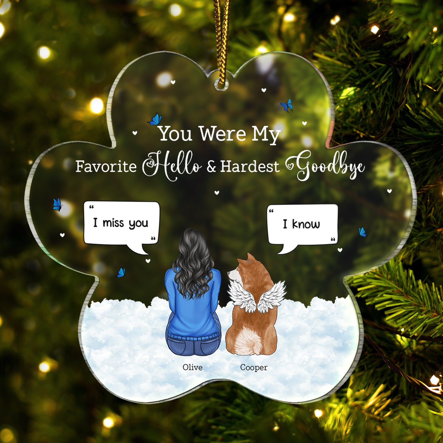 You Were My Favorite Hello And Hardest Goodbye - Christmas Memorial Gift - Personalized Custom Shaped Acrylic Ornament