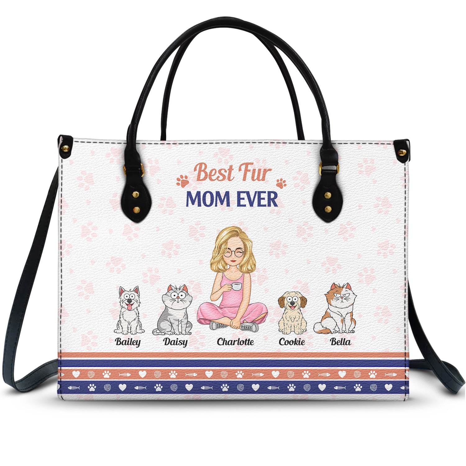 Best Fur Mom Ever - Gift For Dog Mom, Cat Mom, Pet Lovers - Personalized Leather Bag