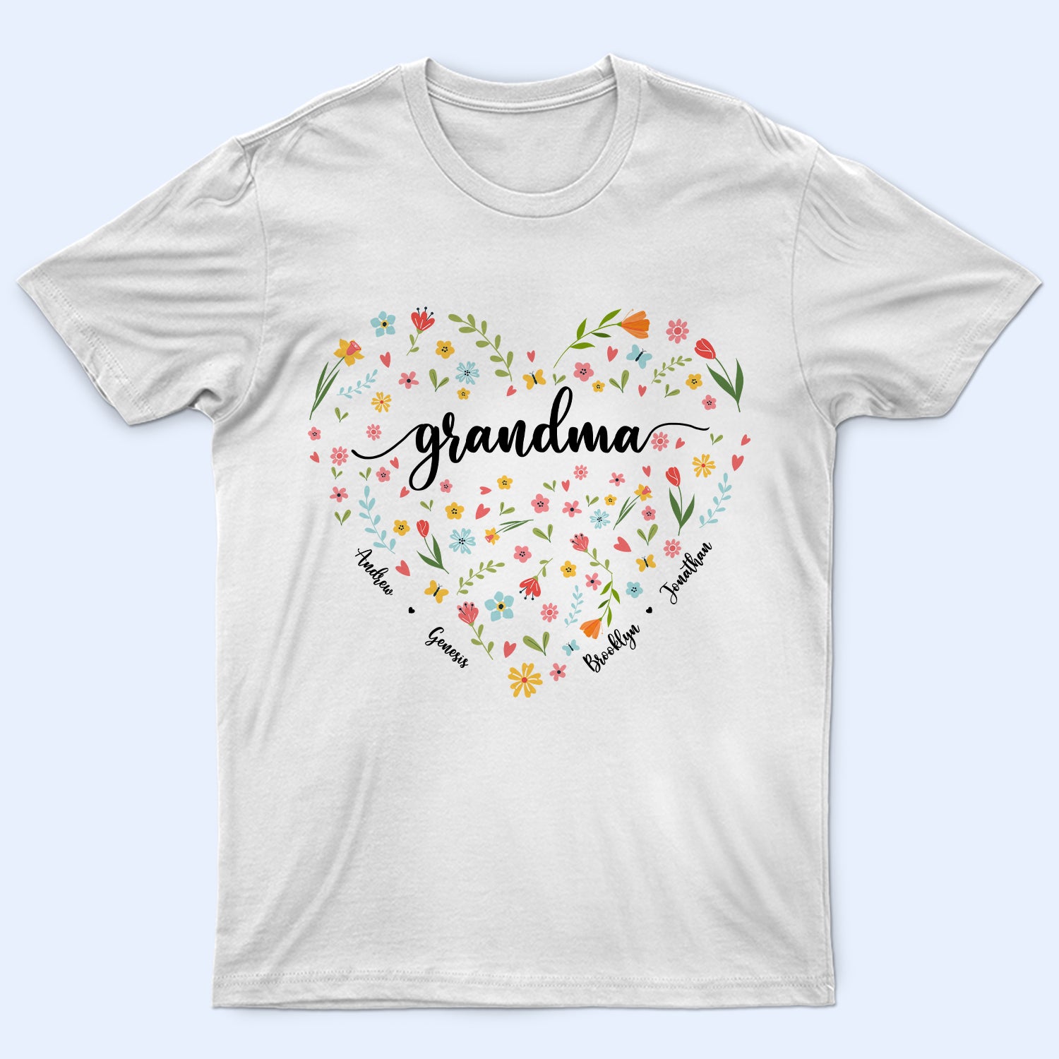 Mom Grandma Flowers - Gift For Mother, Grandmother - Personalized T Shirt