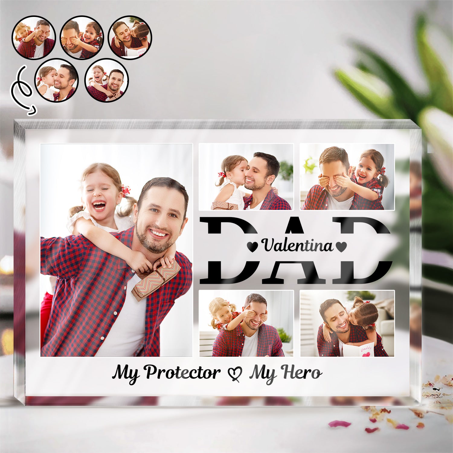 Custom Photo Dad You Are My Protector My Hero - Gift For Father, Daddy - Personalized Rectangle Shaped Acrylic Plaque