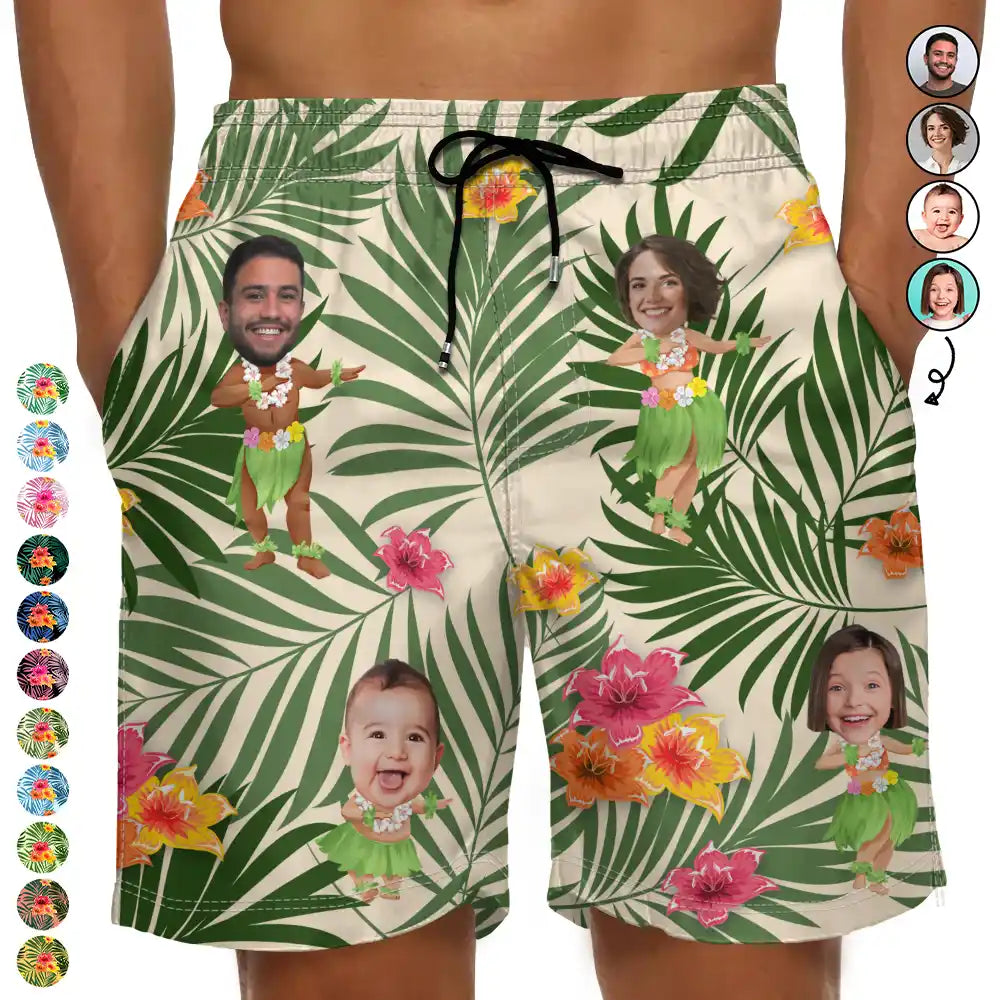 Custom Photo Hula Dancing - Personalized Unisex Beach Shorts