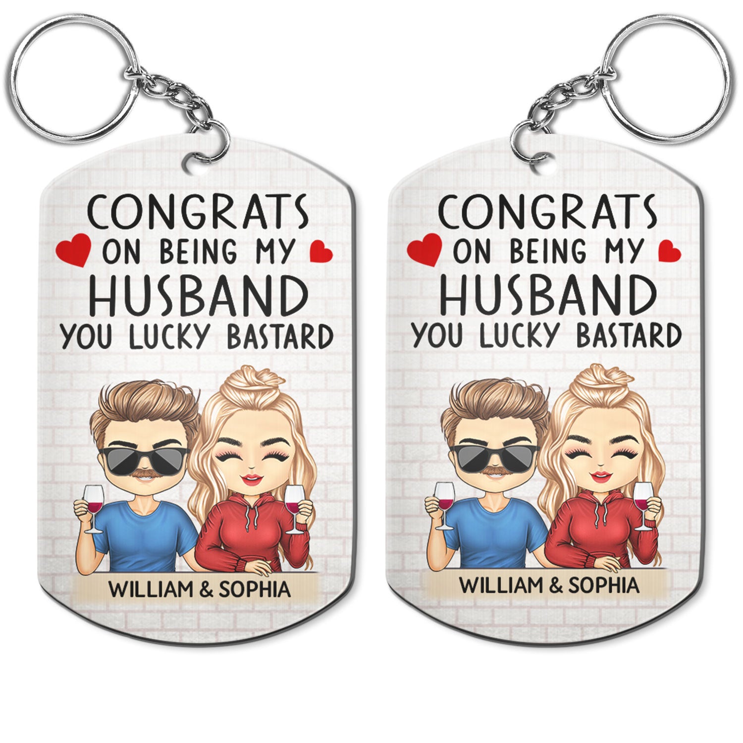Congrats On Being My Husband Chibi - Anniversary, Vacation, Funny Gift For Couples, Family - Personalized Aluminum Keychain