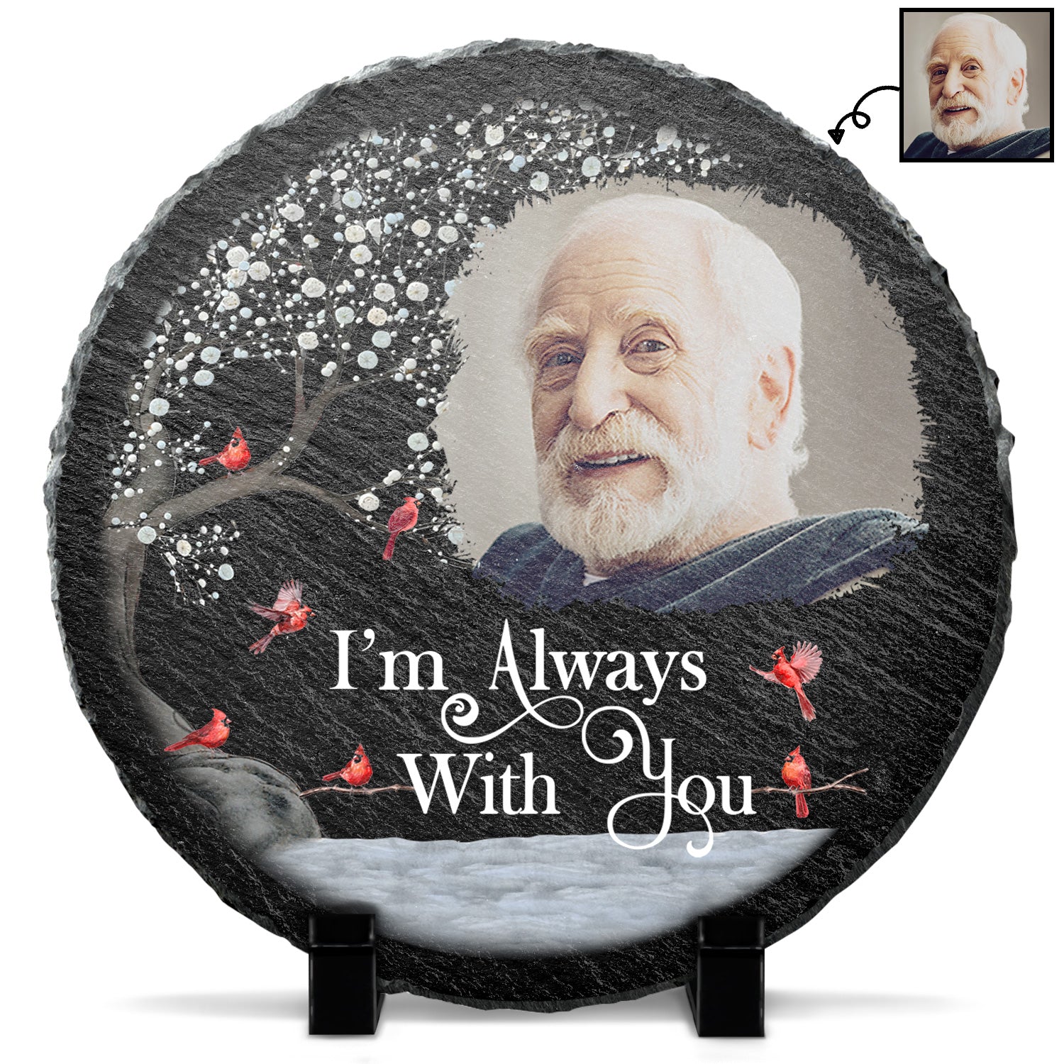 Custom Photo I'm Always With You - Memorial Gift For Family, Friends - Personalized Circle Memorial Garden Stone