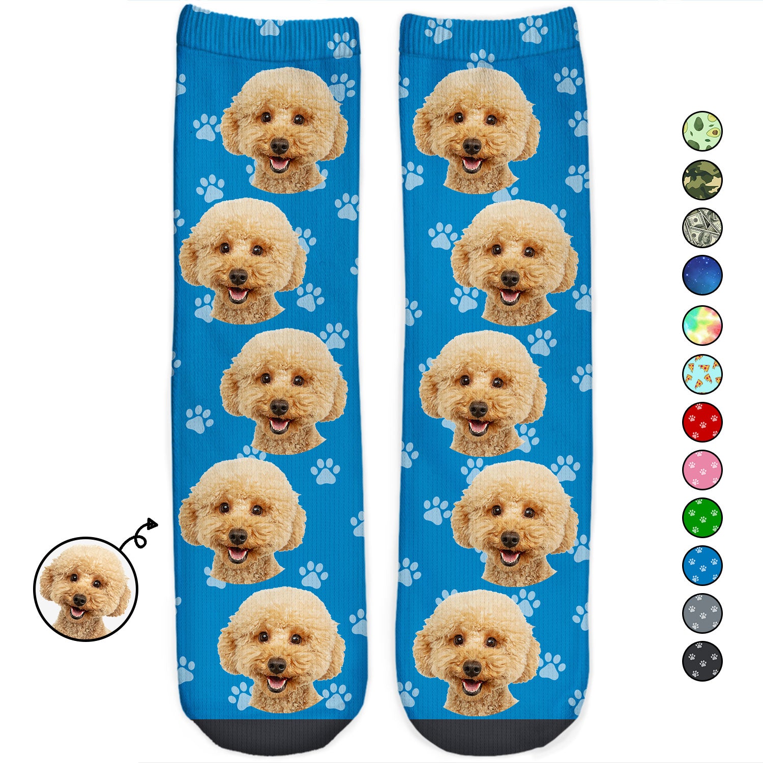 Custom Photo Pet Face Funny Pattern - Gift For Dog Lovers, Cat Lovers, Family - Personalized Socks