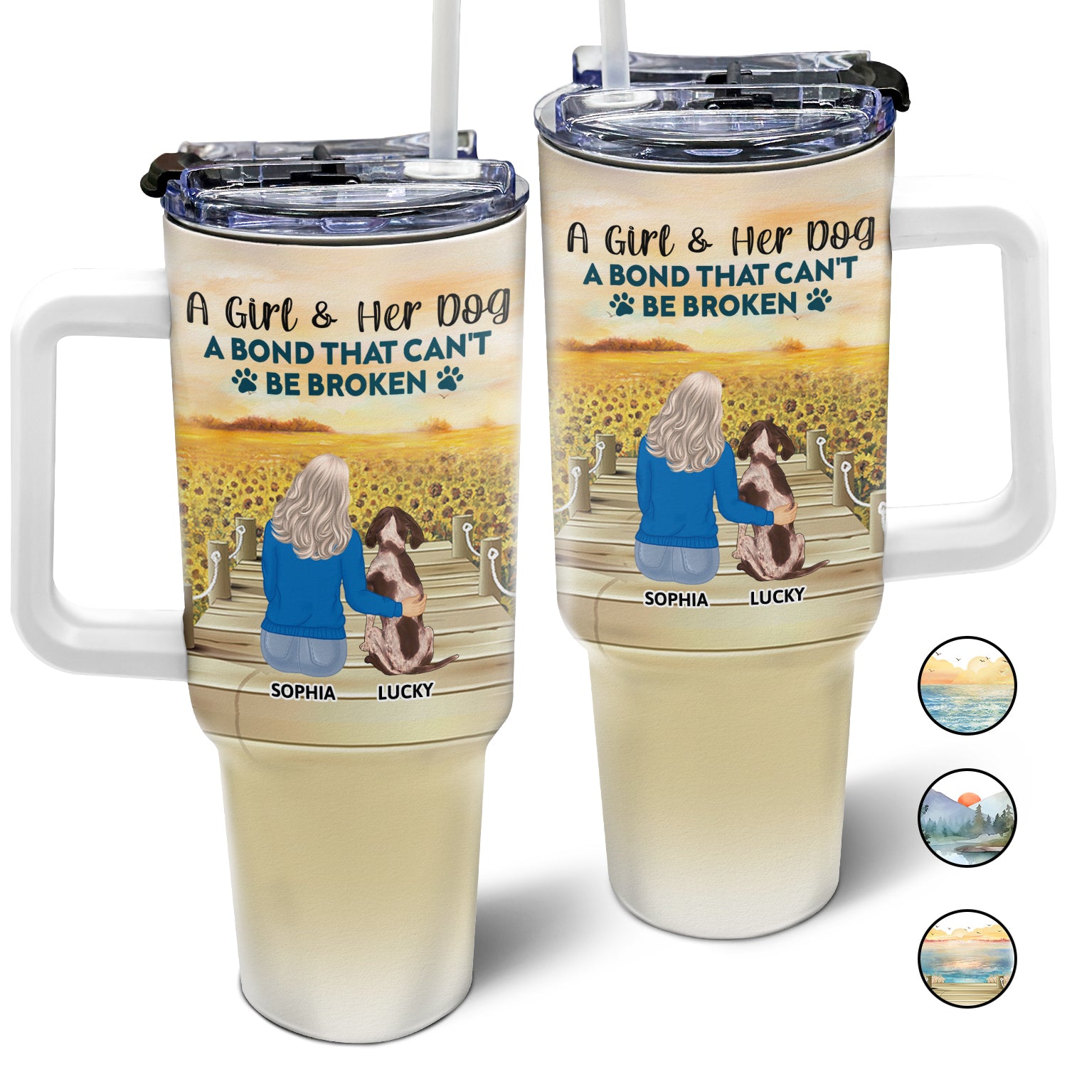 A Bond That Can't Be Broken - Gift For Dog Lovers, Dog Mom, Dog Dad - Personalized 40oz Tumbler With Straw