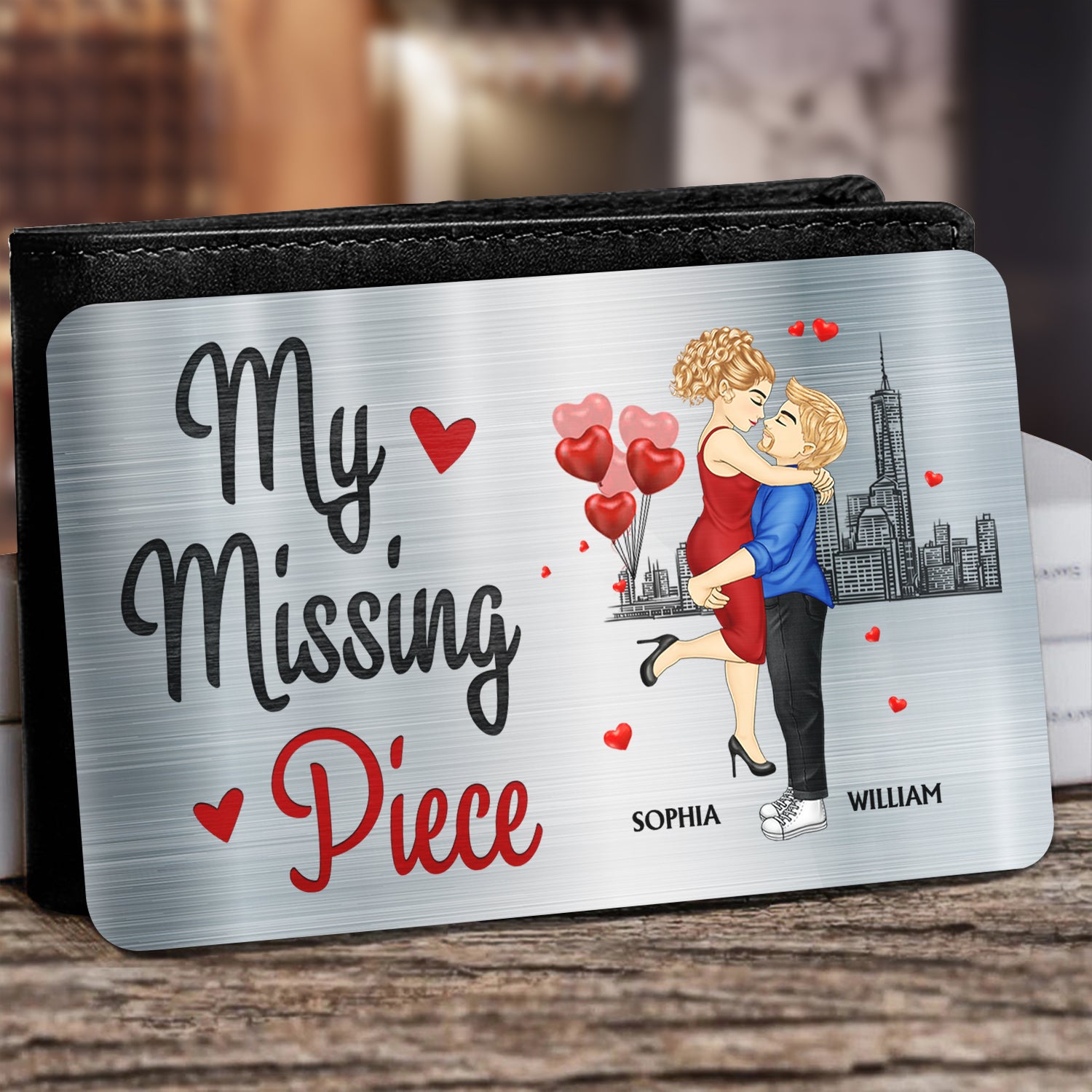 My Missing Piece Cartoon - Gift For Couples, Husband, Wife - Personalized Aluminum Wallet Card