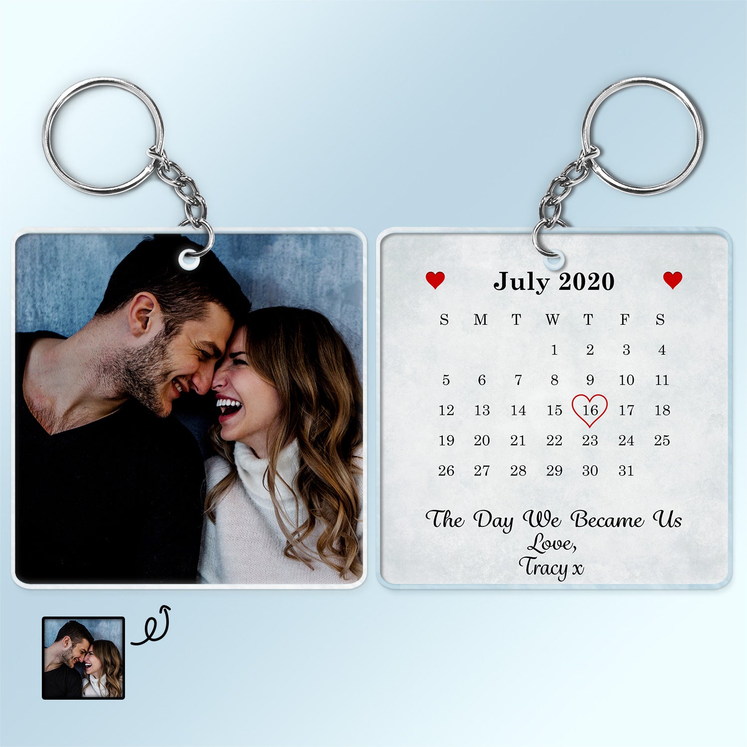 Custom Photo The Day We Became Us - Gift For Couples, Husband, Wife - Personalized Acrylic Keychain