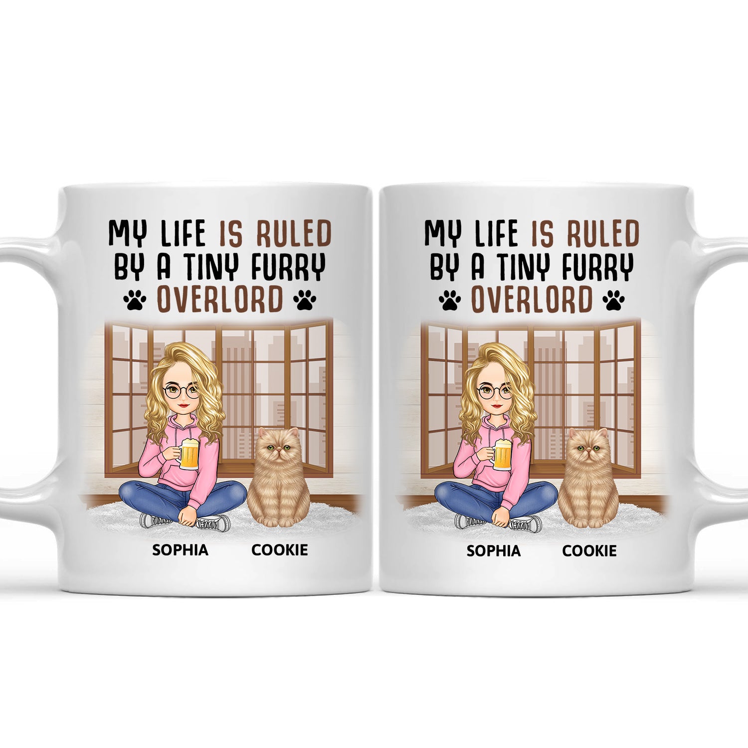My Life Is Ruled By A Tiny Furry Overlord - Gift For Cat Lovers, Cat Mom, Cat Dad - Personalized Mug