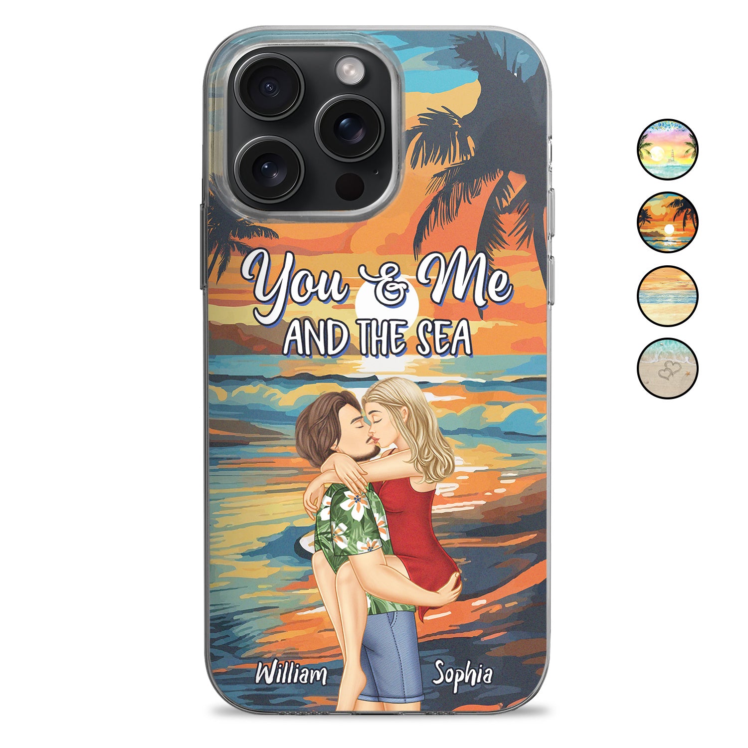 You And Me And The Sea Kissing Couple - Anniversary, Vacation, Funny Gift For Couples, Husband, Wife - Personalized Clear Phone Case