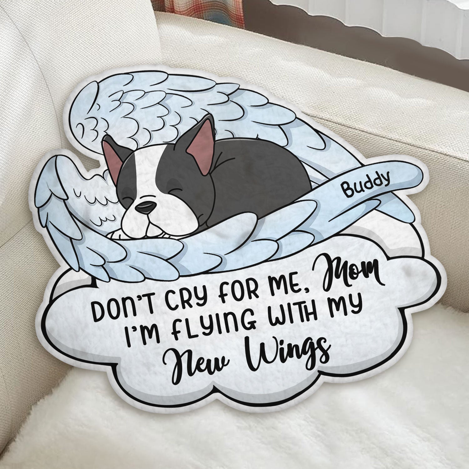 Angel Pet Don't Cry For Me, Mom - Memorial Gift For Dog Lover, Cat Lover - Personalized Custom Shaped Pillow