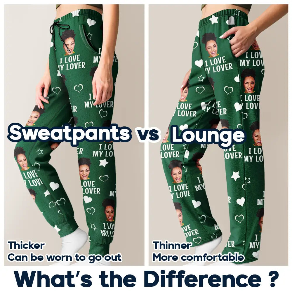 Photo personnalisée drôle « J'aime mon amoureux » - Pantalon de pyjama personnalisé