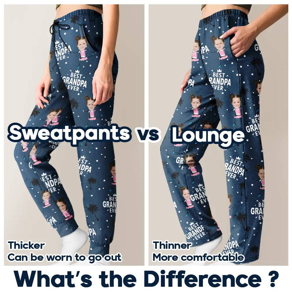 Gift For Father,Gift For Grandpa,Dad - Children,Funny - Custom Photo Best Dad Grandpa Ever - Personalised Pyjama Bottoms