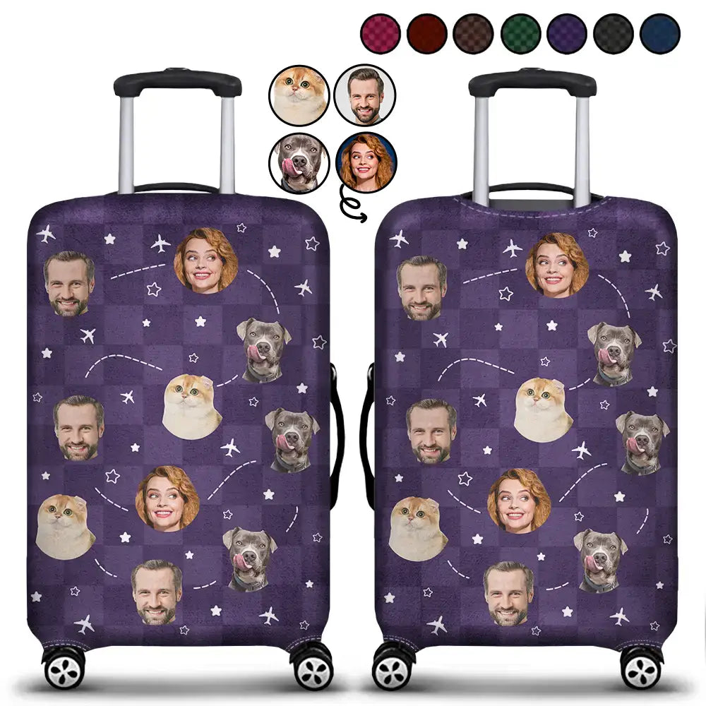 Custom Photo Funny Family Pet Faces Personalized Luggage Cover