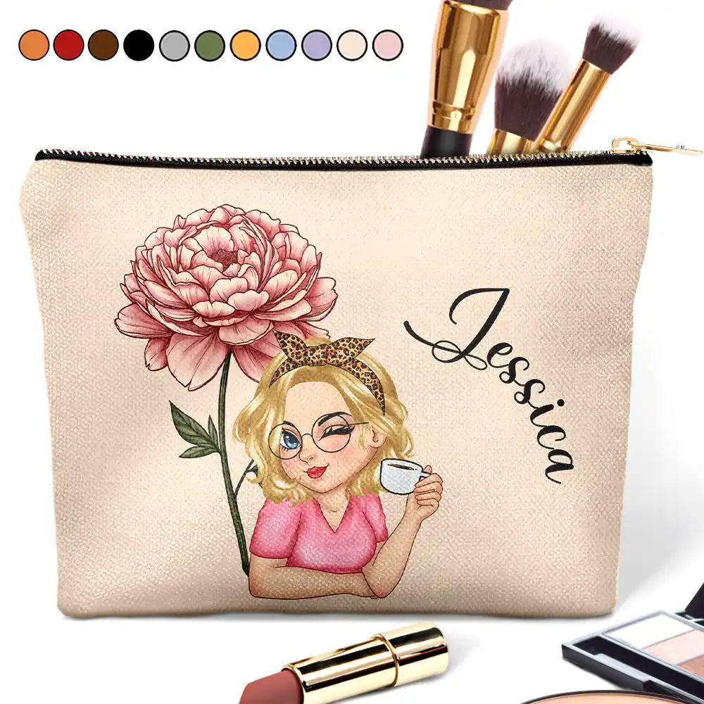 flower design travel toiletry bag Birth Month Flower Travel Lover