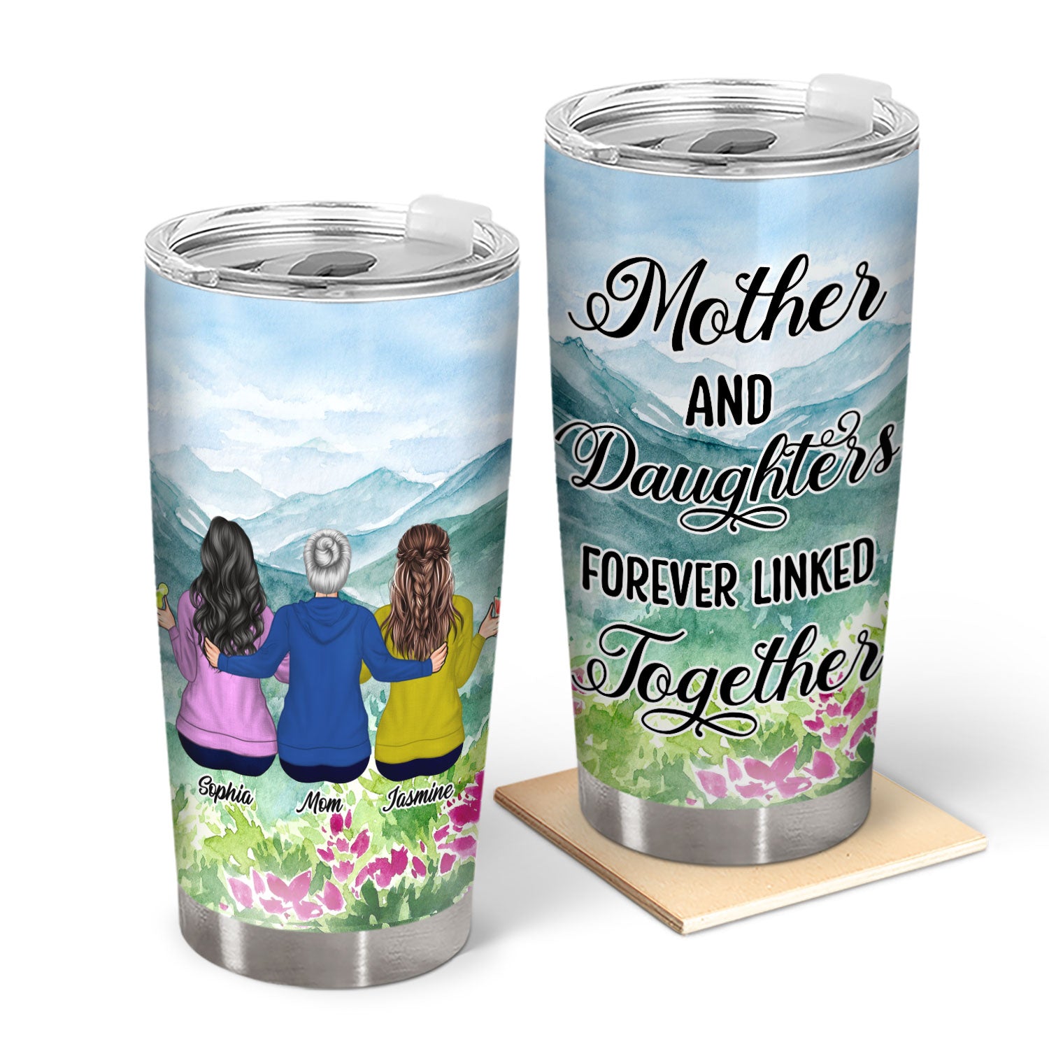 Mother Daughter Forever Linked Together - Gift For Mother, Mom Gift - Personalized Custom Tumbler