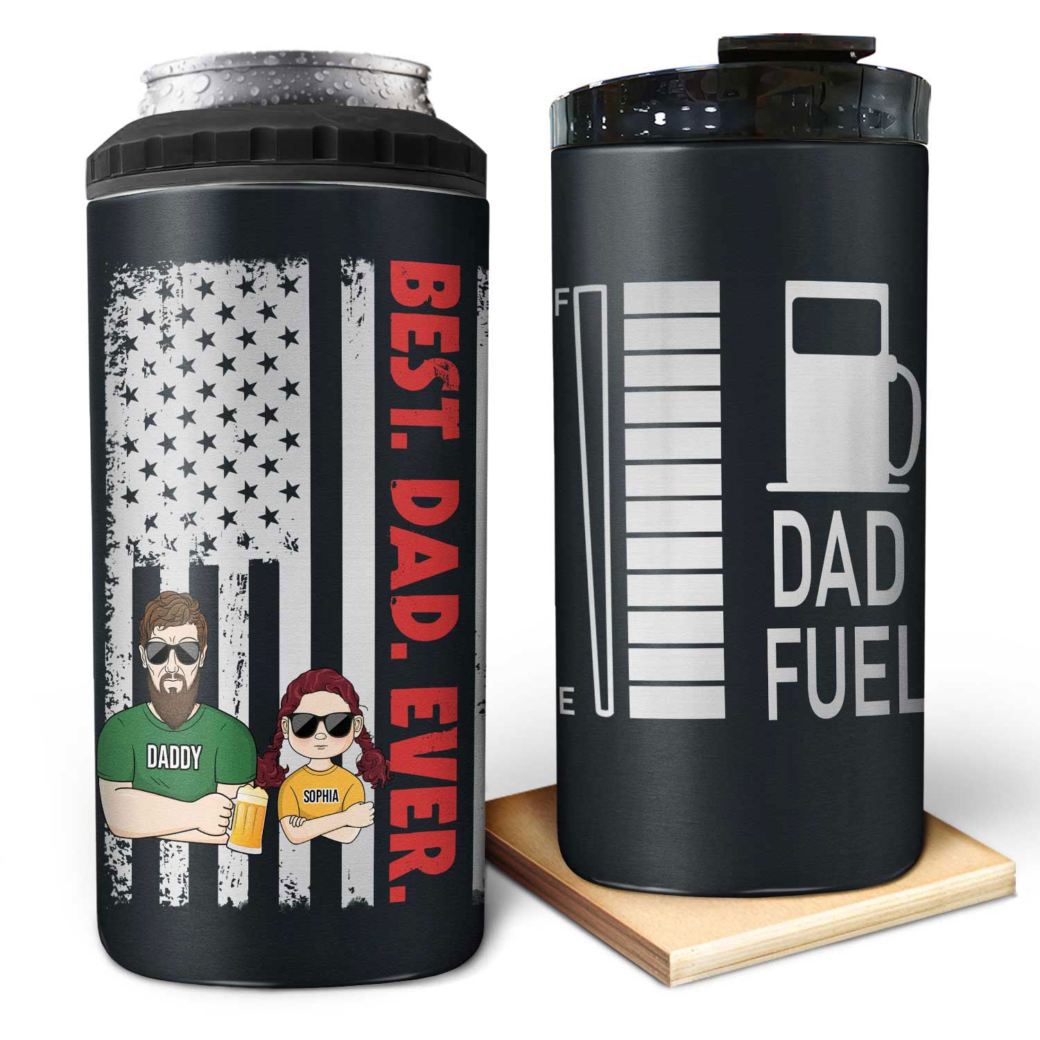 Dad Fuel - Birthday, Cool Gift For Daddy, Father, Grandpa, Grandfather, Husband, Men - Personalized Custom 4 In 1 Can Cooler Tumbler