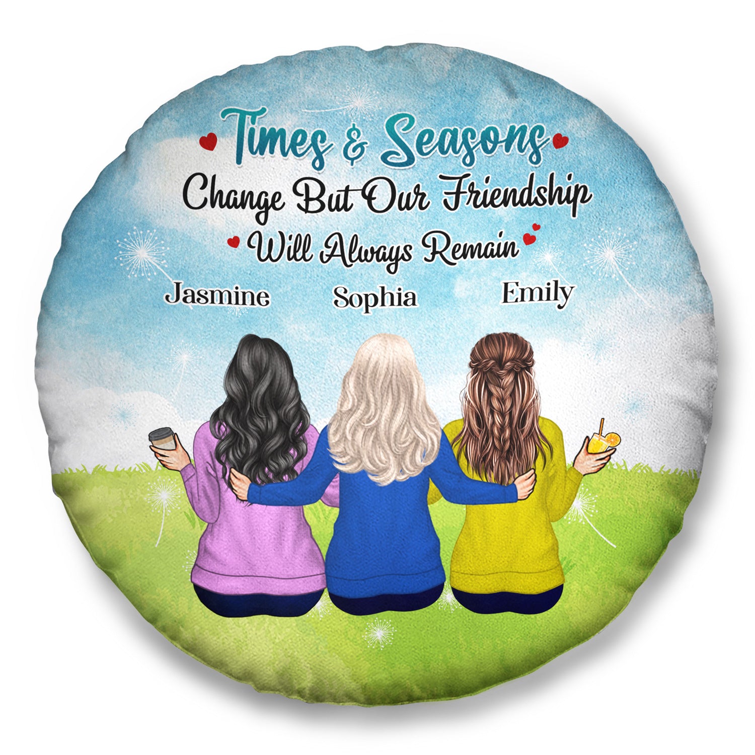 Our Friendship Will Always Remain - Birthday Gift For Besties, BFF Best Friends, Siblings, Sisters, Girls - Personalized Custom Round Pillow