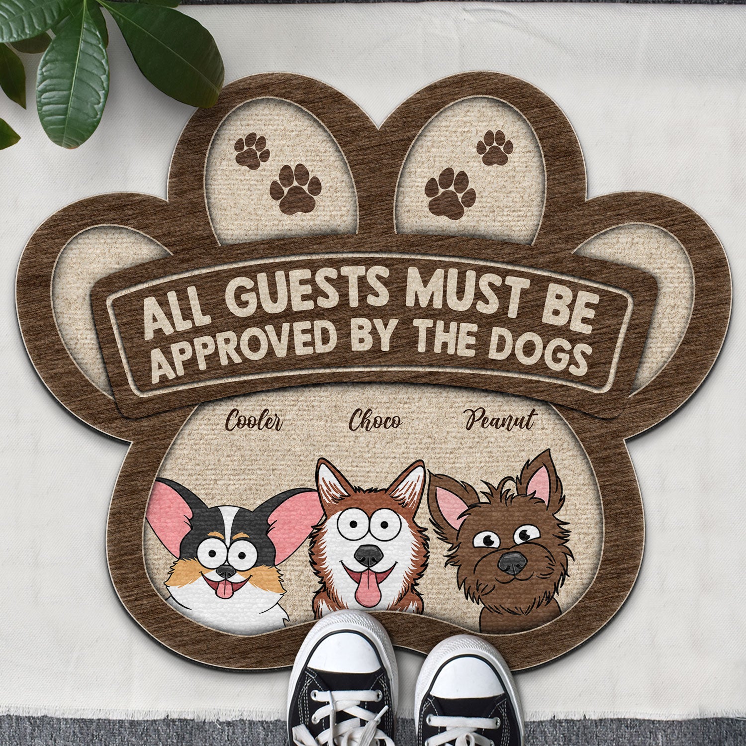 All Guests Must Be Approved By The Dogs - Gift For Dog Lovers - Personalized Custom Shaped Doormat