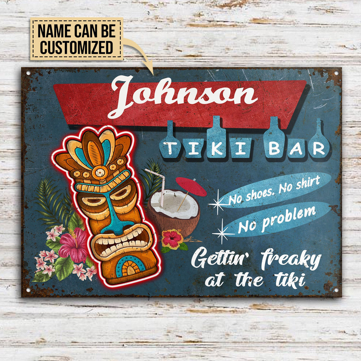 Personalized Tiki Bar No Problem Customized Classic Metal Signs