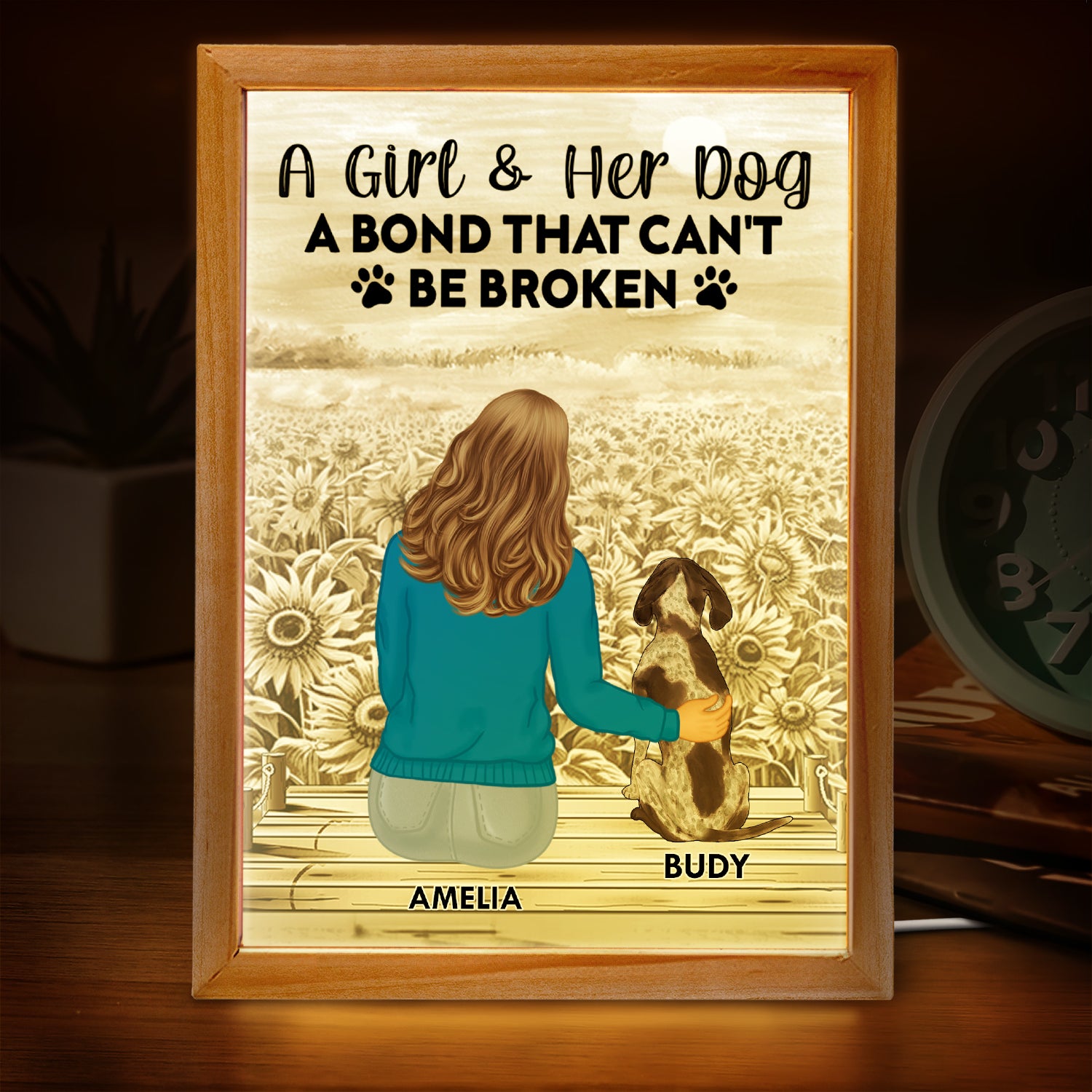 A Bond That Can't Be Broken - Gift For Dog Lovers, Dog Mom, Dog Dad - Personalized Picture Frame Light Box
