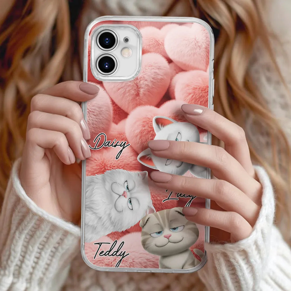 Pet Lovers,Pet Mom,Pet Dad,Dog Lovers,Dog Mom,Dog Dad,Cat Lovers,Cat Mom,Cat Dad,Gift For Women,Gift For Men,Top Market - Realistic 3D Furry Effect Pet Mom Pet Dad - Personalized Clear Phone Case