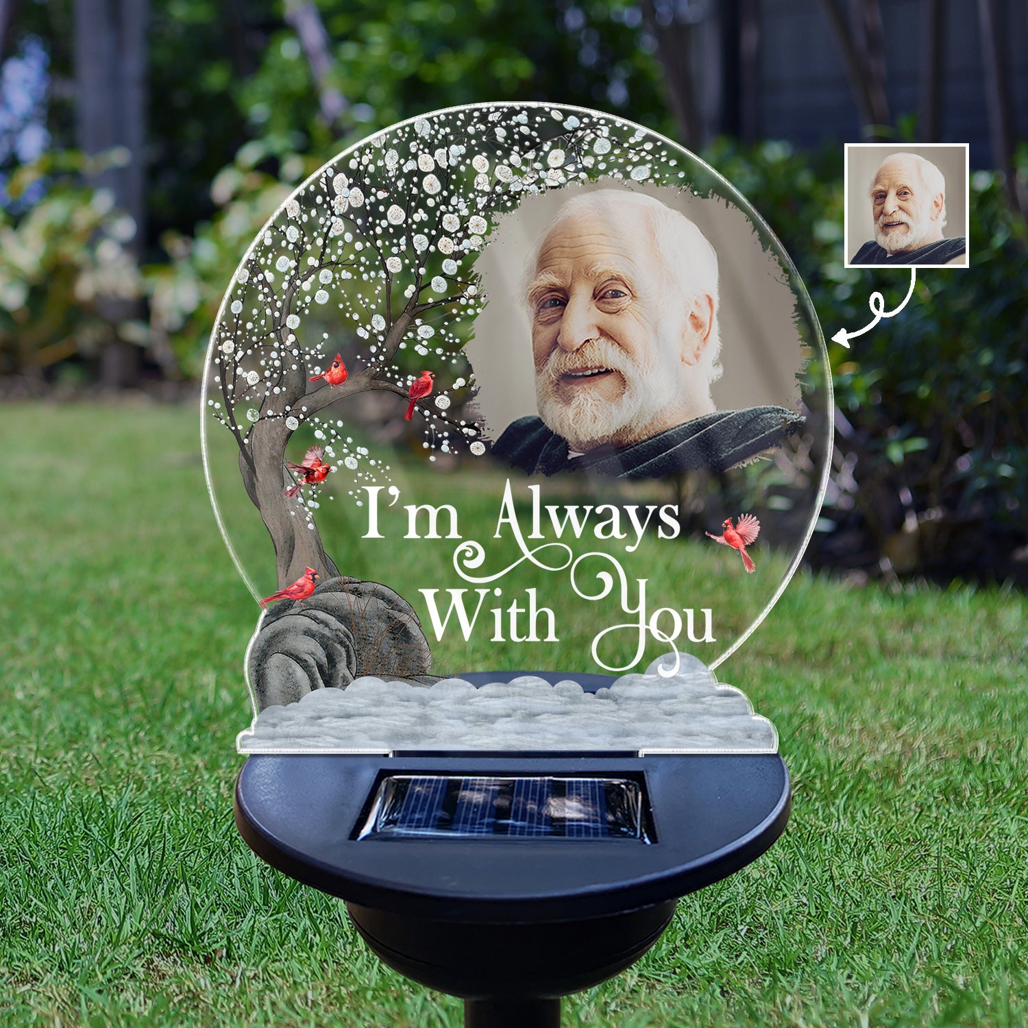 Custom Photo I'm Always With You - Memorial Gift For Family, Friends, Siblings - Personalized Solar Light