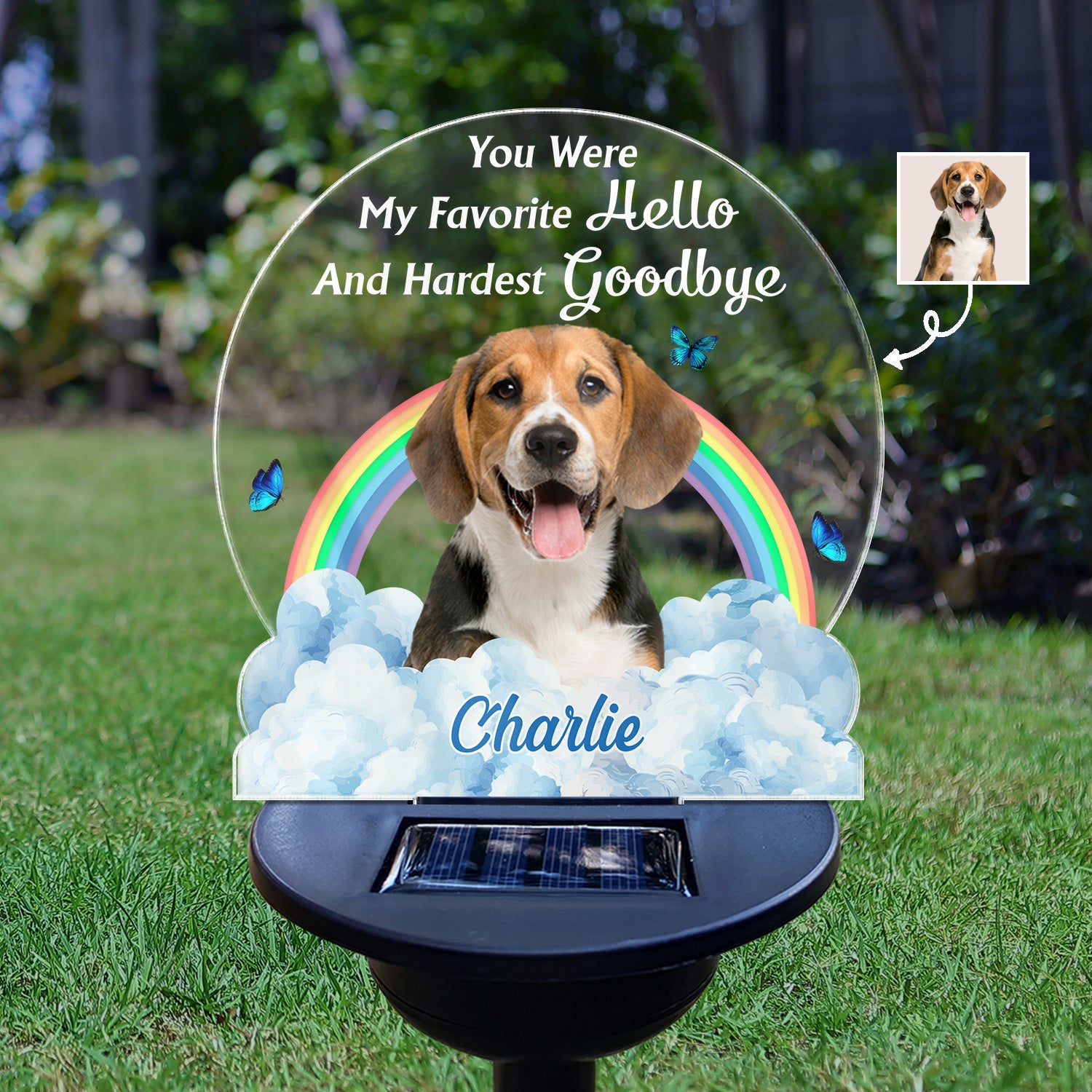Custom Photo You Were My Favorite Hello - Memorial Gift For Dog Lovers, Cat Lovers, Pet Lovers - Personalized Solar Light