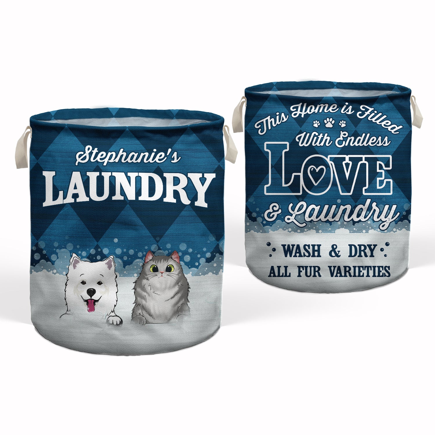 Endless Love And Laundry - Laundry Room Decor For Dog Lovers, Cat Lovers - Personalized Custom Laundry Basket
