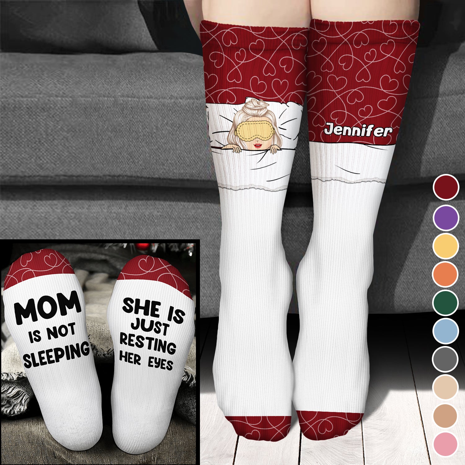 Mom's Not Sleeping - Gift For Mother - Personalized Socks
