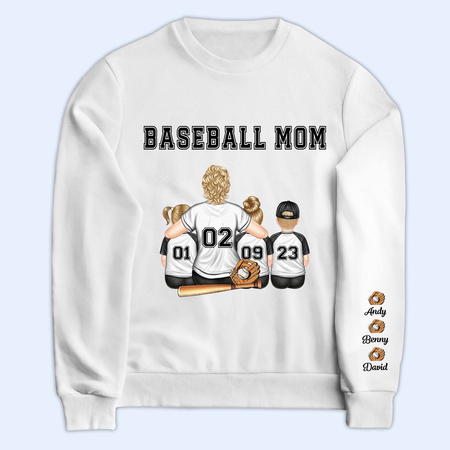 Baseball Mom - Gift For Mother - Personalized Sweatshirt With Sleeve Imprint