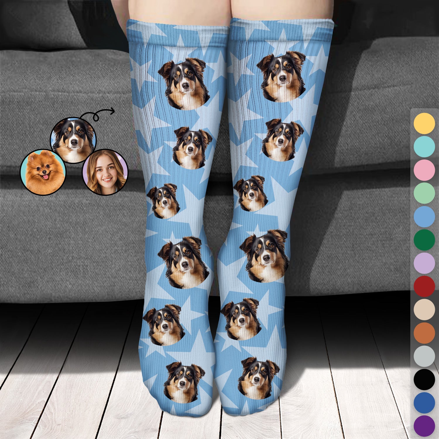 Custom Photo Face Cut Family Children Pet - Gift For Father, Mother, Family - Personalized Socks