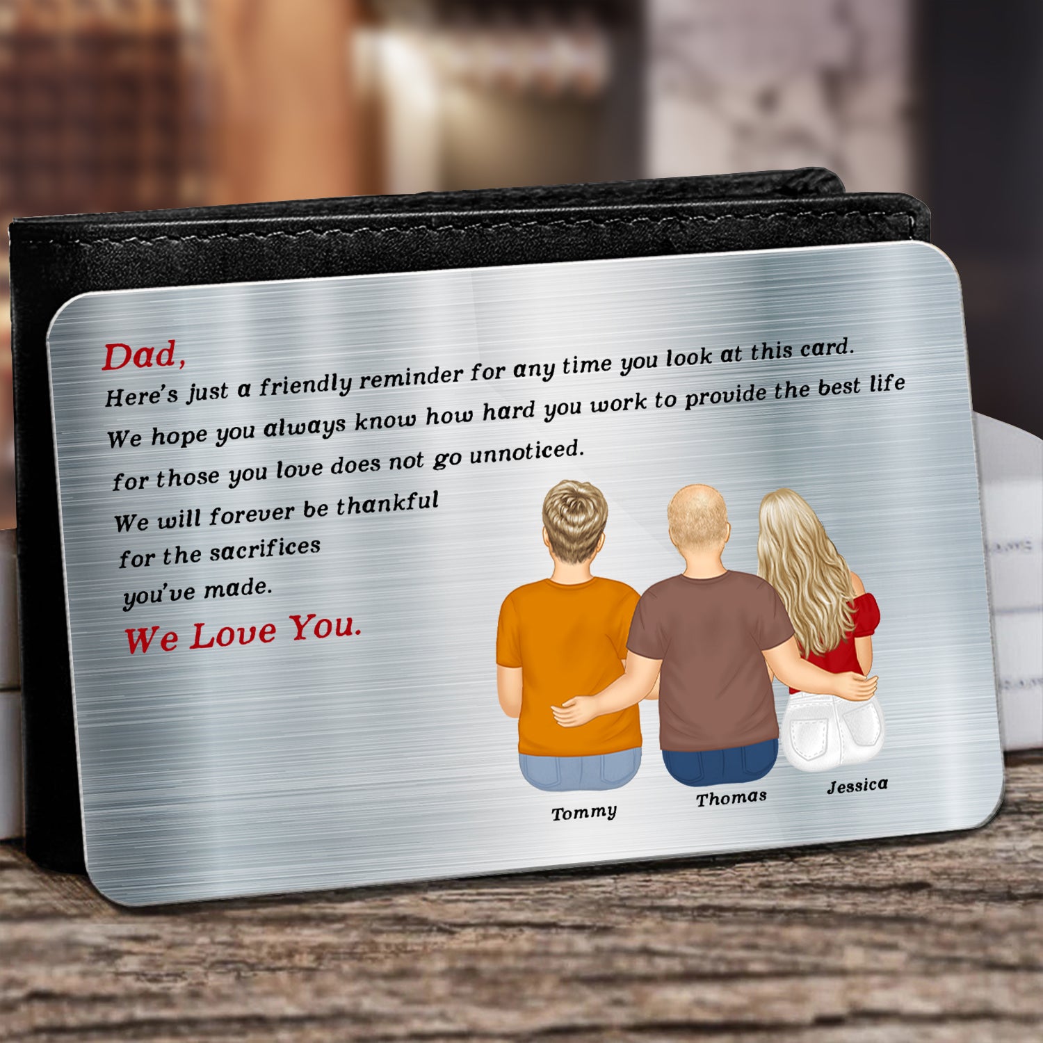 Just A Friendly Reminder - Gift For Dad - Personalized Aluminum Wallet Card