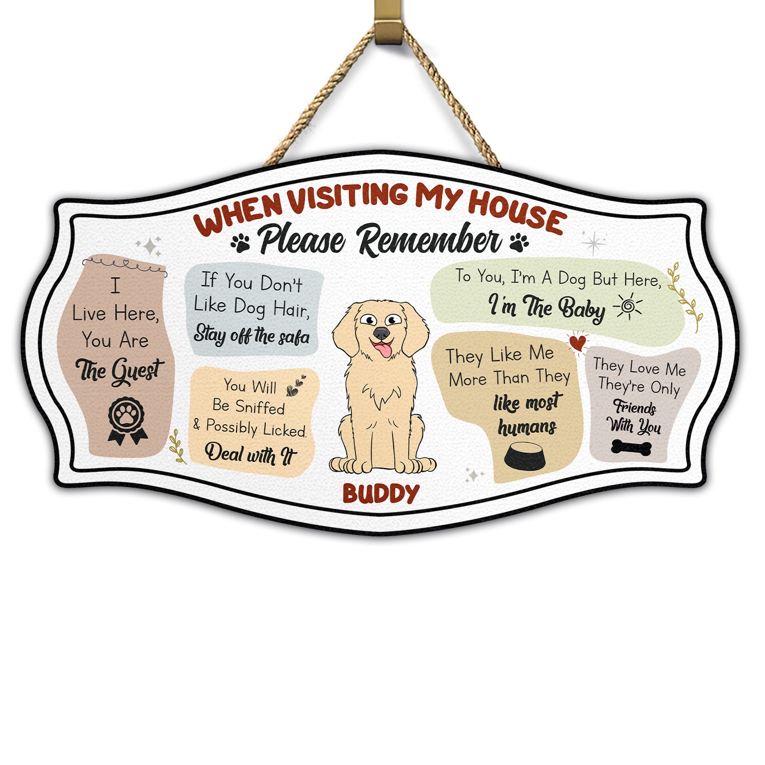 When Visiting My House Please Remember - Gift For Dog Lover - Personalized Custom Shaped Wood Sign