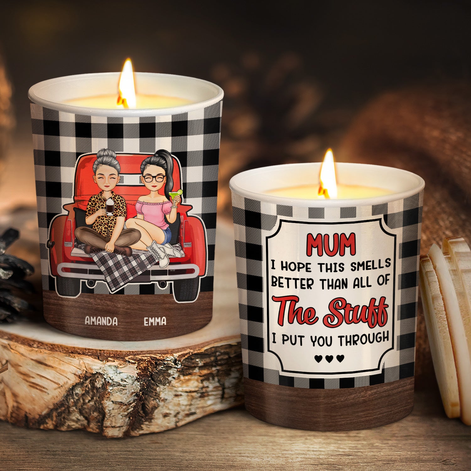 Stuff I Put You Through - Gift For Mother - Personalized Scented Candle With Wooden Lid