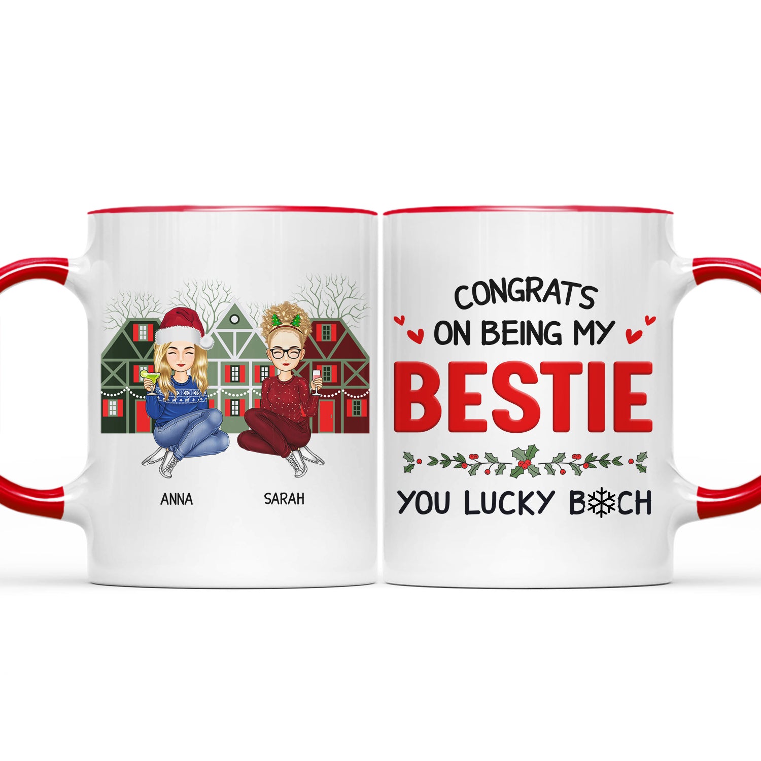 Christmas Congrats On Being My Bestie - Gift For Besties - Personalized Accent Mug