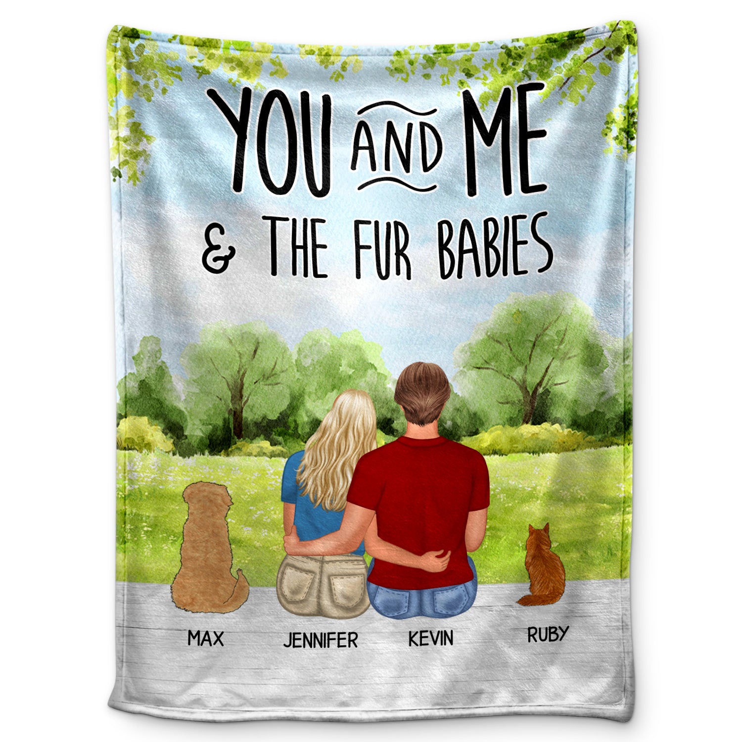 Pet Lovers You Me And The Fur Babies - Gift For Couples - Personalized Fleece Blanket