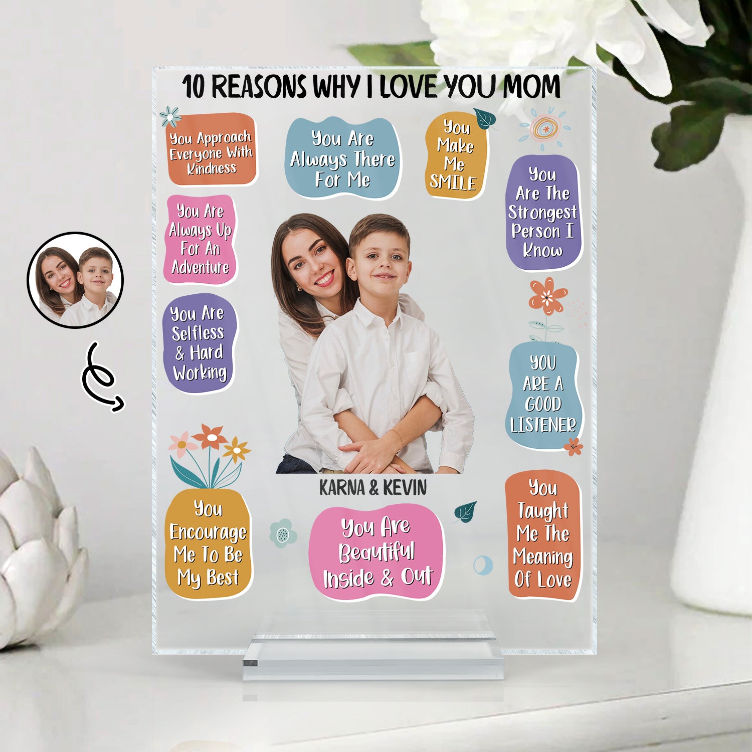 Custom Photo 10 Reasons Why I Love You Mom - Gift For Mother - Personalized Vertical Rectangle Acrylic Plaque